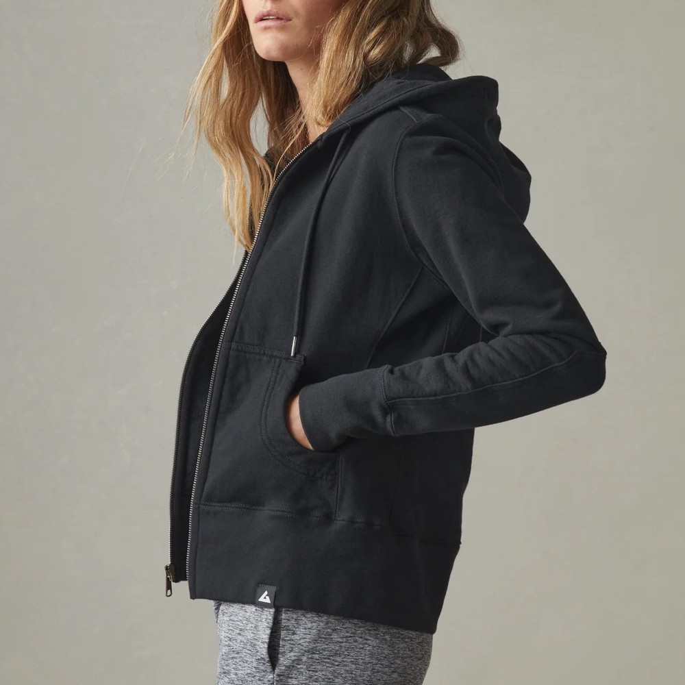 American Giant Womens Black Cotton Full Zip Hoodie Sweatshirt Size S