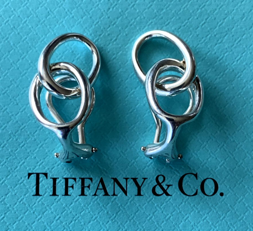 Tiffany & Co Elsa Peretti  Double Loop Earrings  Clip On Sterling Silver 925