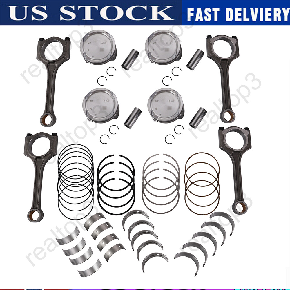 Hyundai Kia Engine Piston Kit with Connecting Rod & Bearings Replacement