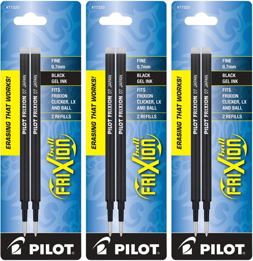 PILOT, FriXion Ball Gel Ink Refills for Erasable Pens, Fine Point 0.7 mm, Pac...