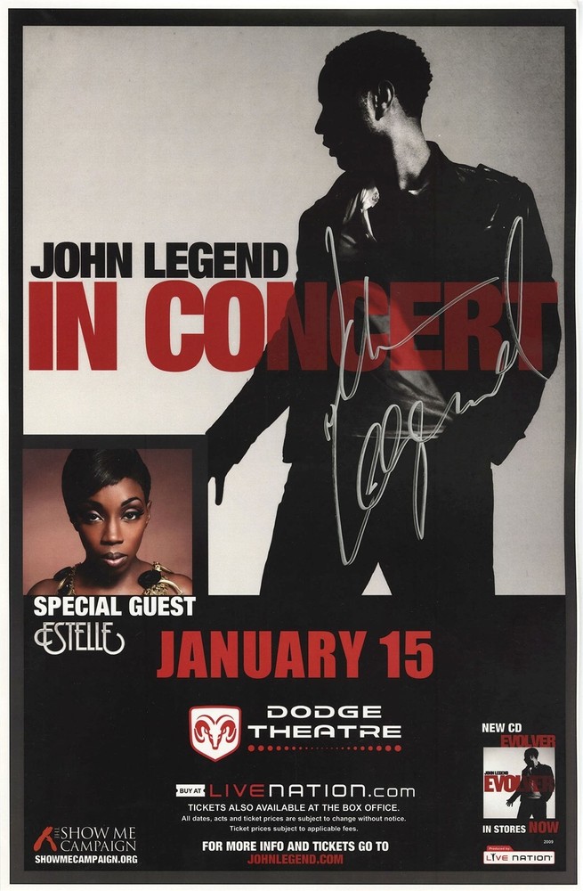John Legend 2009 concert tour autographed GIG poster JSA authenticity