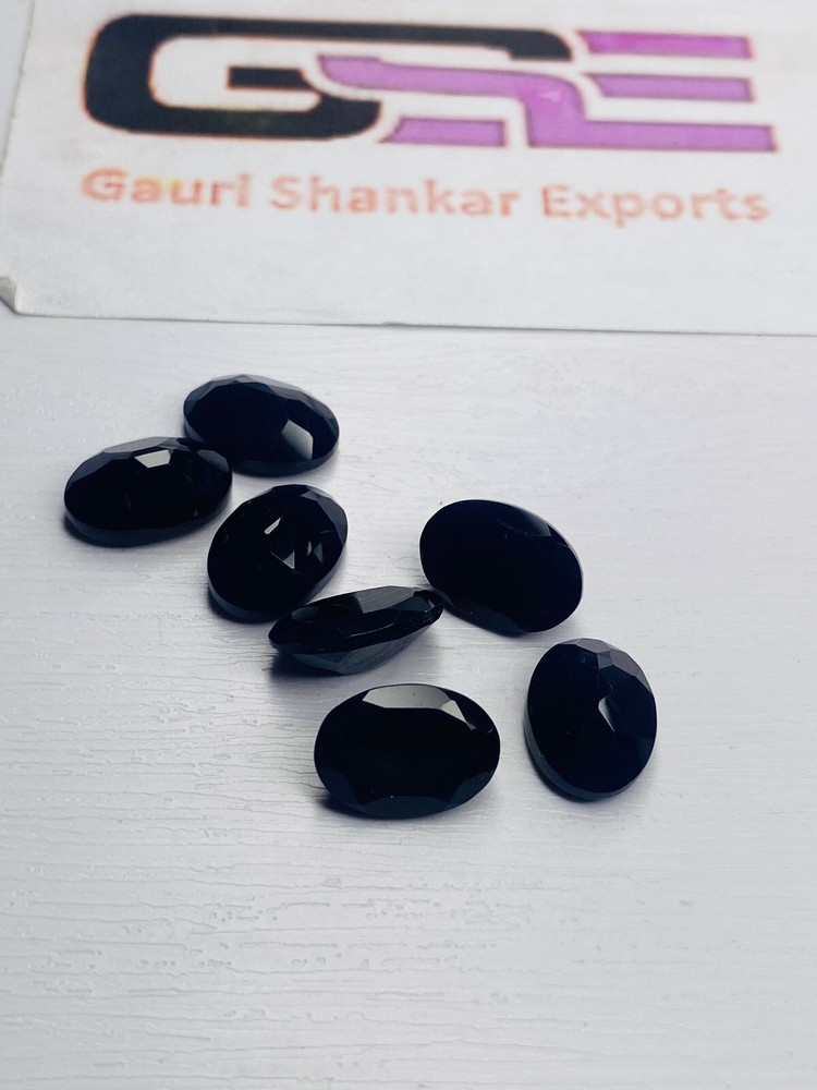 BLACK ONYX FACETED OVAL CUT LOOSE GEMSTONE 7x5 MM TO 14x10 MM CALIBRATED SIZE DG