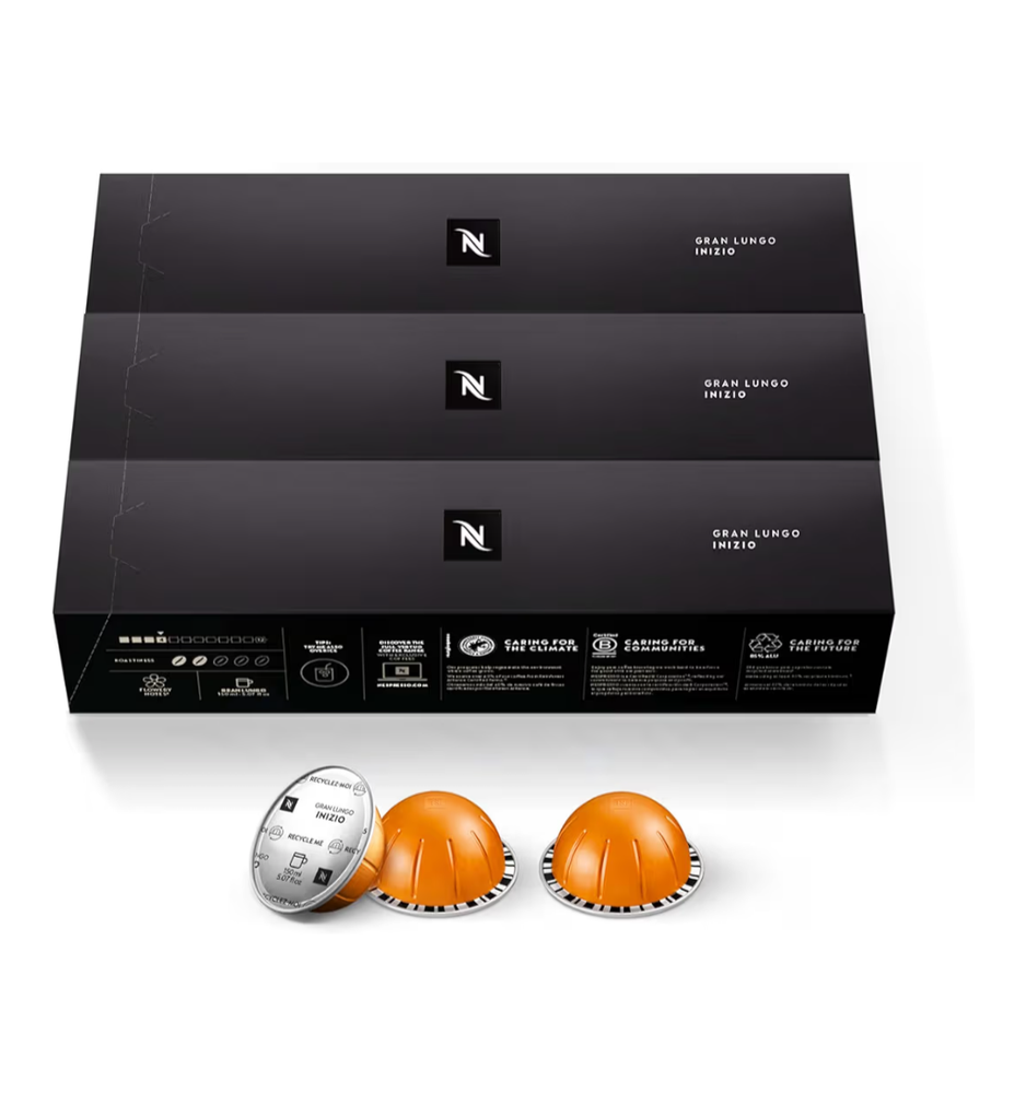 3 Nespresso Vertuo Inizio Gran Lungo Medium Roast Capsules Pods 30ct BB 02/28/26