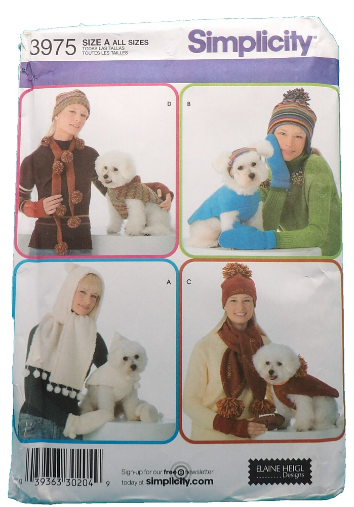 Simplicity 3975 Sewing Pattern Misses' & Dog Accessories UNCUT 2008