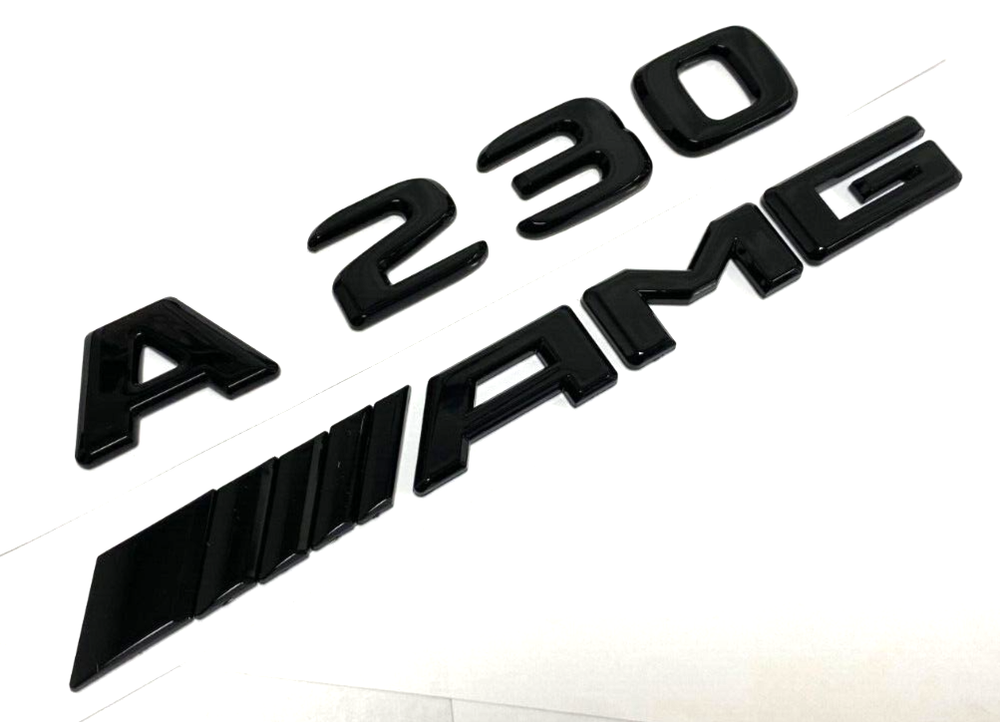 BLACK A230 + AMG FOR MERCEDES REAR TRUNK EMBLEM BADGE NAMEPLATE DECAL NUMBERS