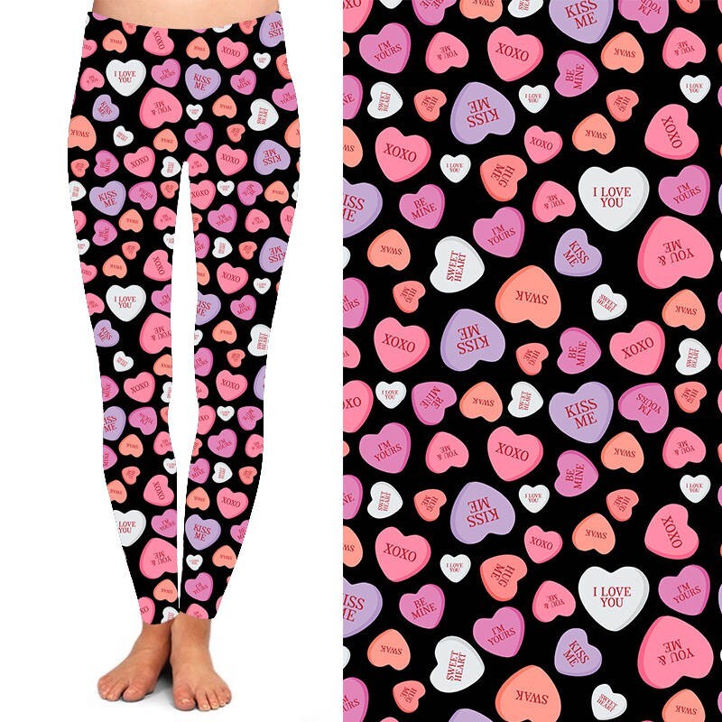 Conversation Candy Hearts Valentine's Day Womens Leggings TC2 Ex Plus Size 20-26