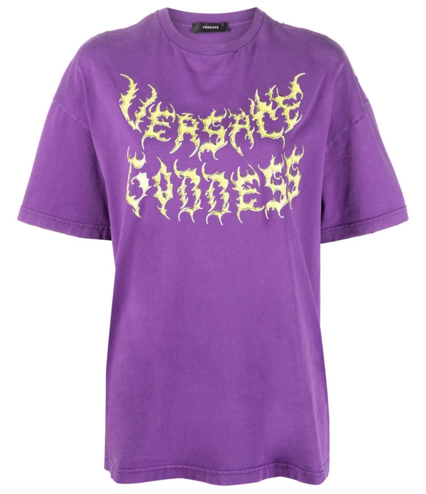 NWT Versace Goddess Purple Double Logo Oversized T-Shirt Size 38 US 2 $975-image