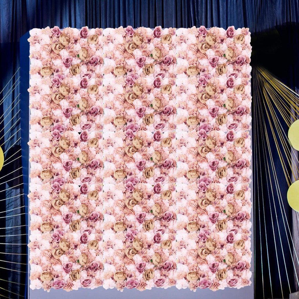 Artificial Silk Rose Flower Wall Panel Wedding Party Backdrop Decoration 23