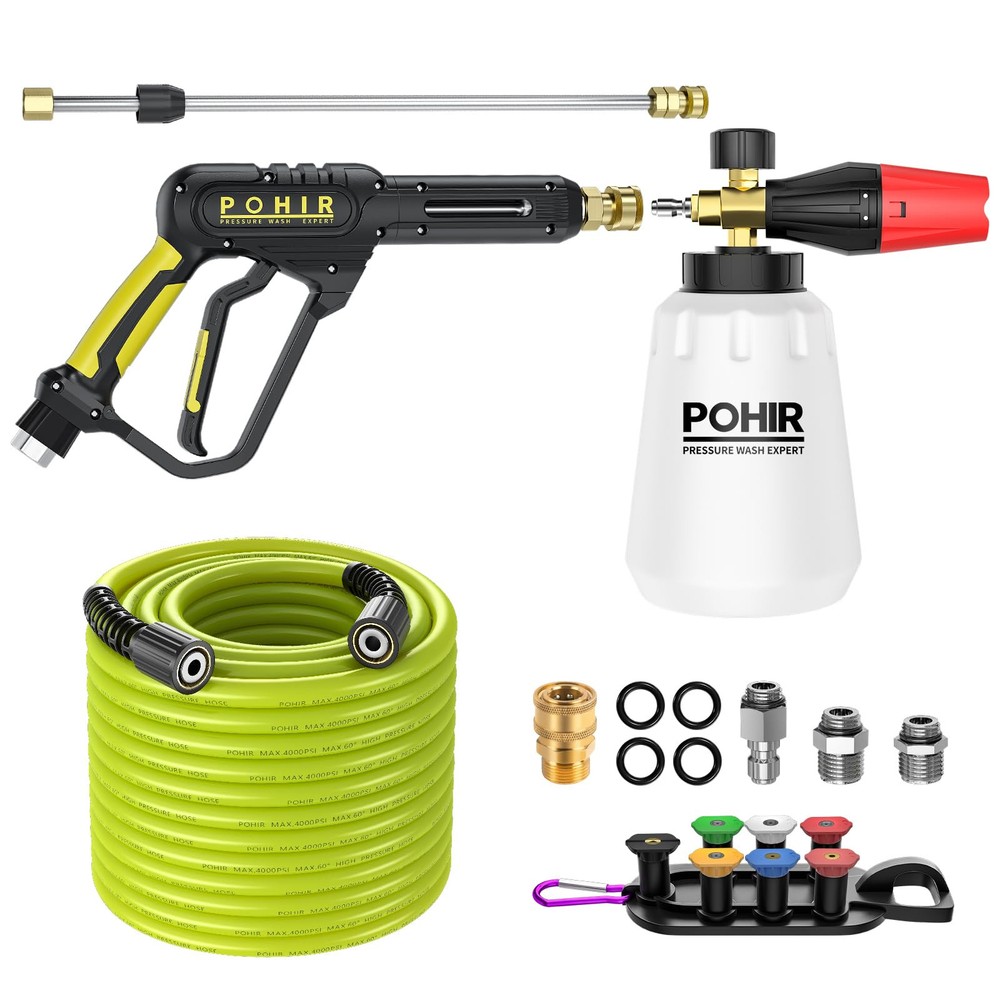 Pressure Washer Gun with Foam Cannon & 50ft Power Washer Hose, 3600PSI Pressu...