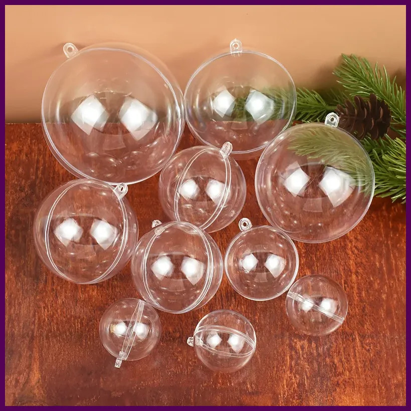 4-10CM Christmas Transparent Ball Plastic Fillable Bauble Xmas Tree Hanging