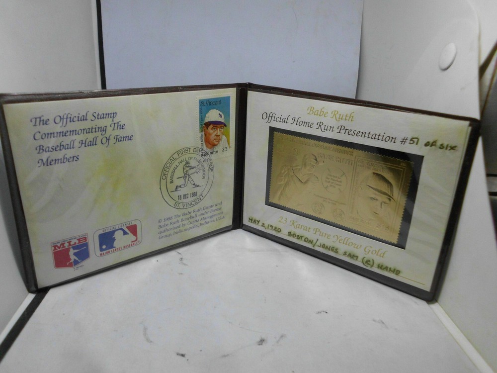 12/15/88 Hall Of Fame Member Babe Ruth Official First Day Home Run Stamp Gold-image