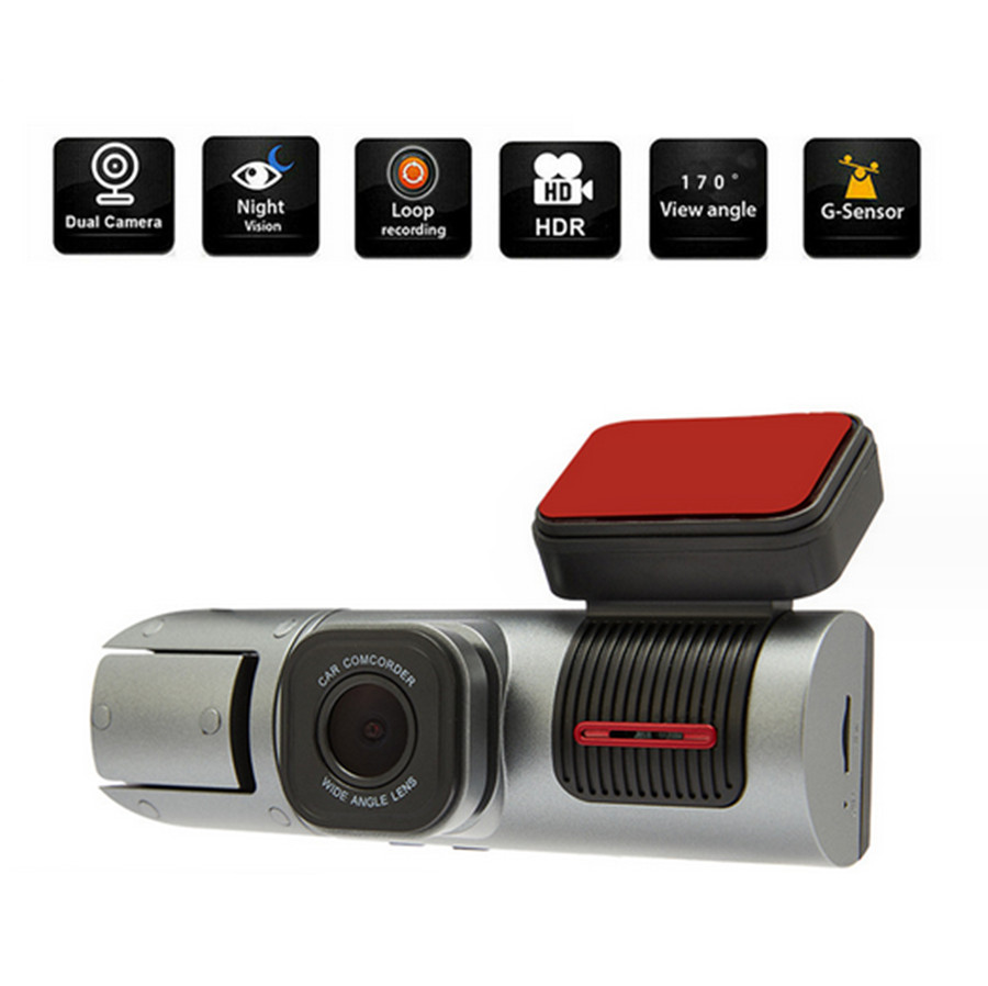 Dash Camera Dual Lens Car DVR Parking Monitoring Recorder Night Vision G-sensor