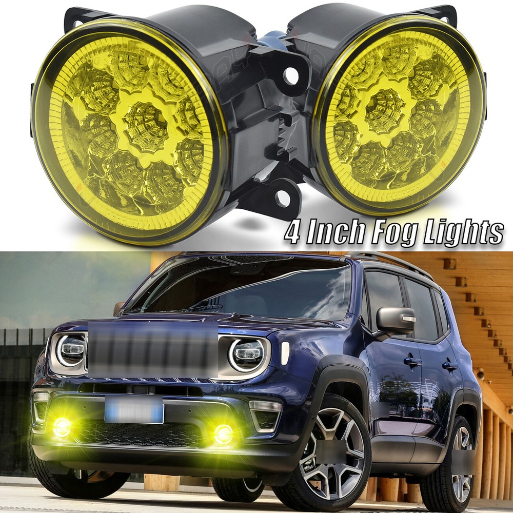 Pair Clear LED Front Bumper Fog Light Driving Lamp for Jeep Renegade 2015-2018