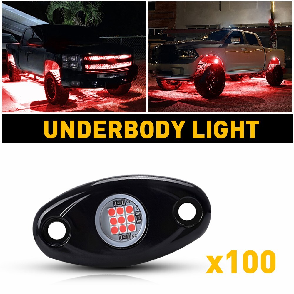 100X 9LEDs Red Rock Lights JEEP Offroad Truck ATV UTV Boat Underbody Lighting