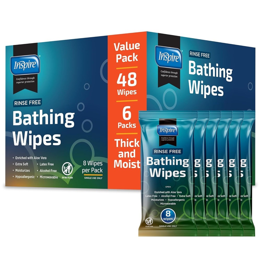 Inspire Rinse Free Body Wash Wipes | Bathing Wipes, Shower | Extra...