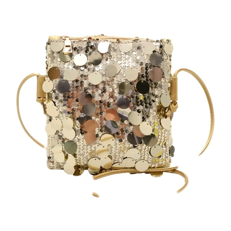 Gold Sequins Square Crossbody Bag Purse