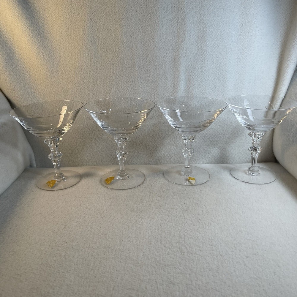 Vintage Franciscan Linda Crystal Champagne Coupe Glasses Set of 4