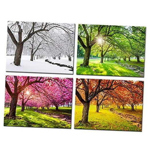 4 Piece Canvas Wall Art Spring Summer Autumn Winter Four 16x20inchx4pcs