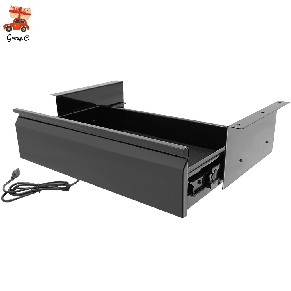 Under Desk Mounted Sliding Pull-out Storage Drawer with Built-in Power Strip