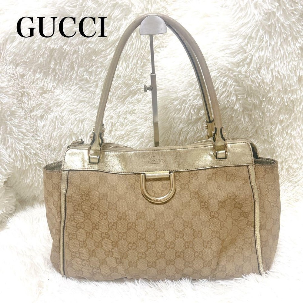 Gucci Abbey GG Tote Bag with Gold Hardware New 189831