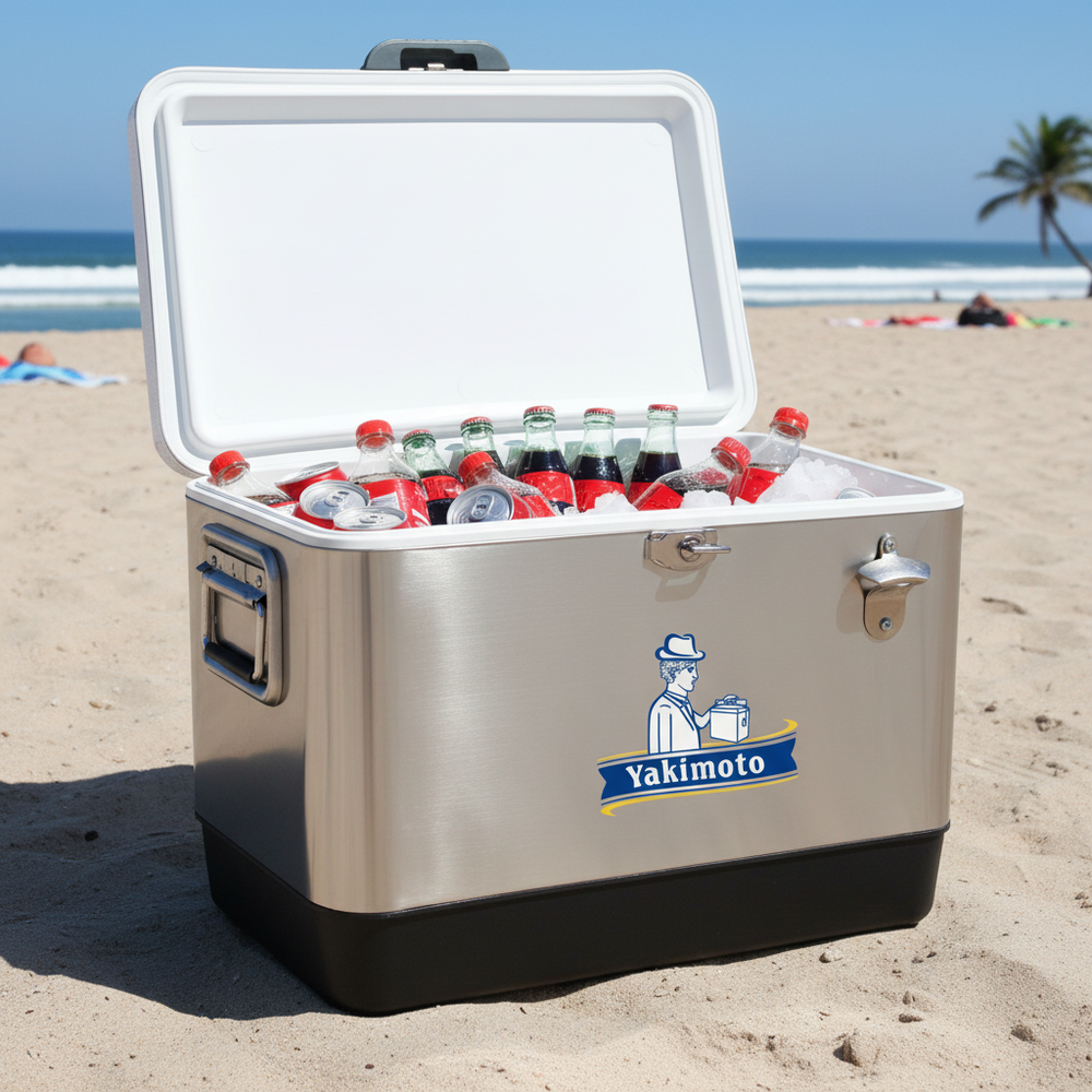 Yakimoto Outdoor Beach Stainless Steel Cooler, 54Qt Large Capacity Ice Bucket