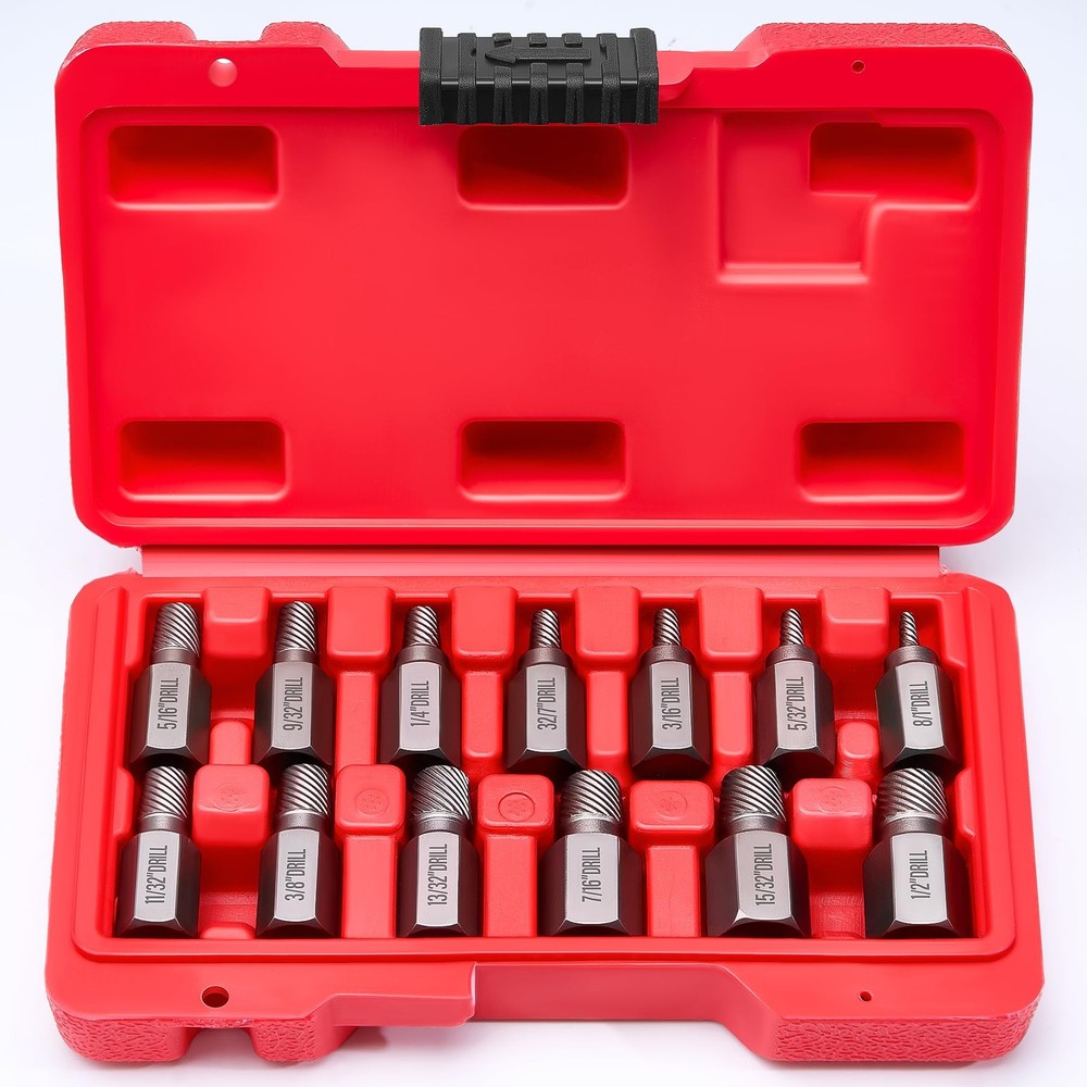 13-Piece Multi-Spline Screw & Bolt Extractor Kit with Easy-Out Design in Chrome Finish