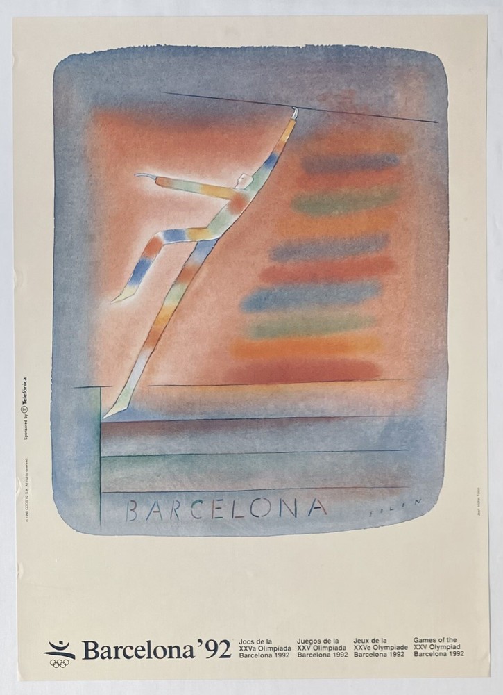 Vintage 1992 Barcelona Olympics High Jump Retro Wall Poster  