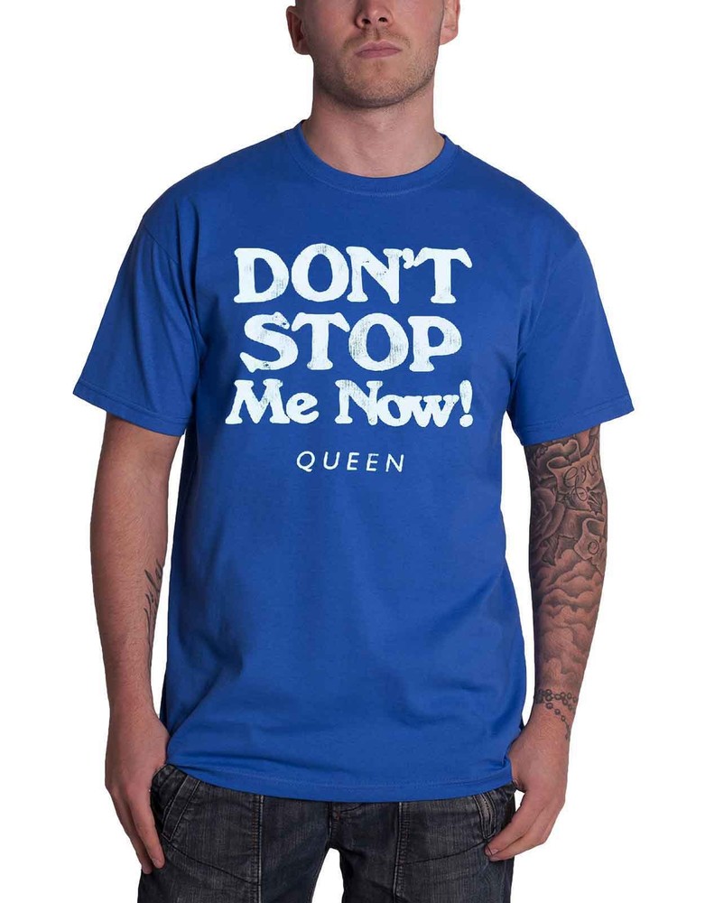 Queen Band Logo Don’t Stop Me Now Official Mens Aqua Blue T-Shirt