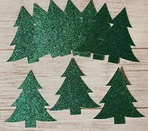 Green  Glitter Tree Cut outs Christmas tree  Holiday decorations Tree die cuts
