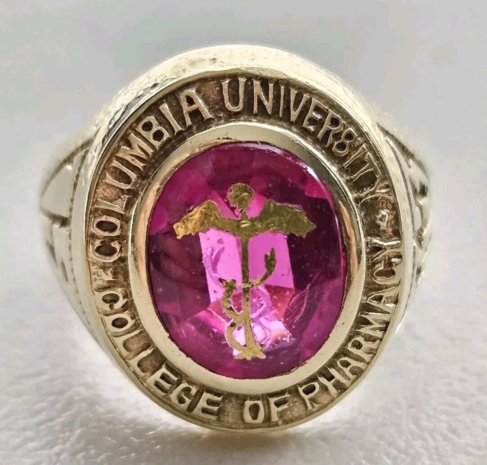 14K Gold 1933 Columbia University College Of Pharmacy 3 Carat Ruby Class Ring