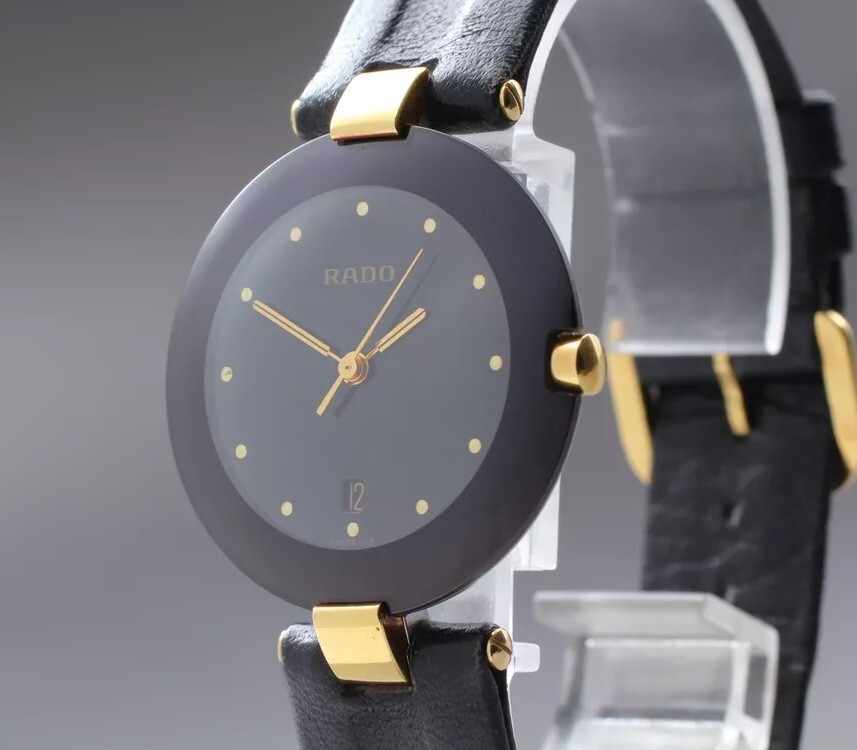 [Near MINT] Rado 129.3577.4 Le Couple Black Dial Qz Men's watch Sapphire Crystal