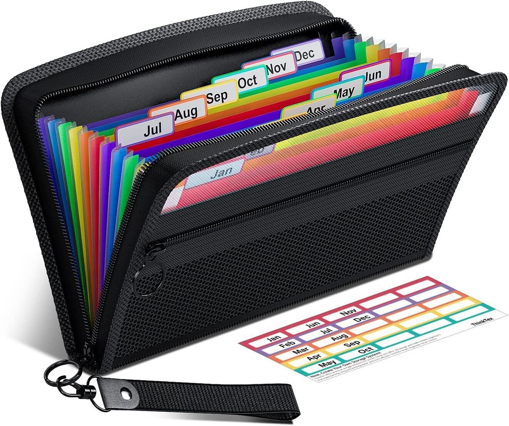12-Pocket Black Accordion Receipt & Coupon Organizer-image