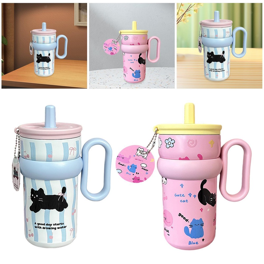 Stainless Steel Insulated Tumbler with Straw 540ml for Sports Travel Walking