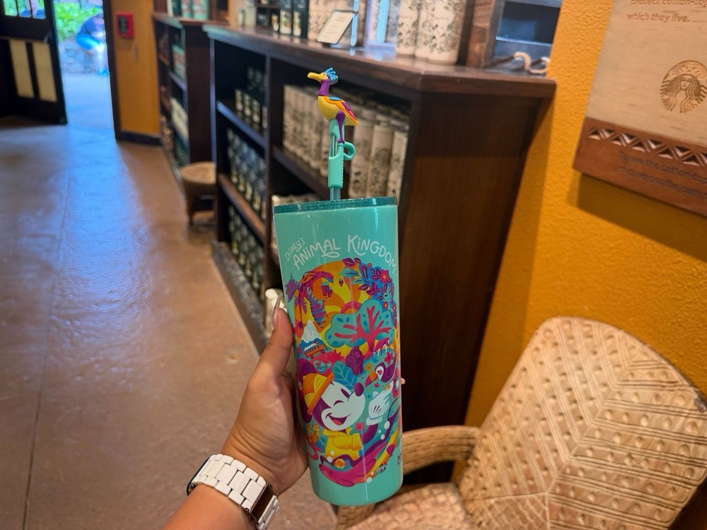 Disney Parks 2026 Starbucks Animal Kingdom Mickey Mouse Straw Topper Tumbler