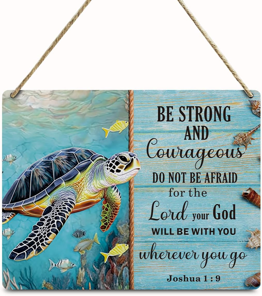 Beach Decor Sea Turtle Gifts Inspirational Christian Bible Verse Wooden Wall Sig