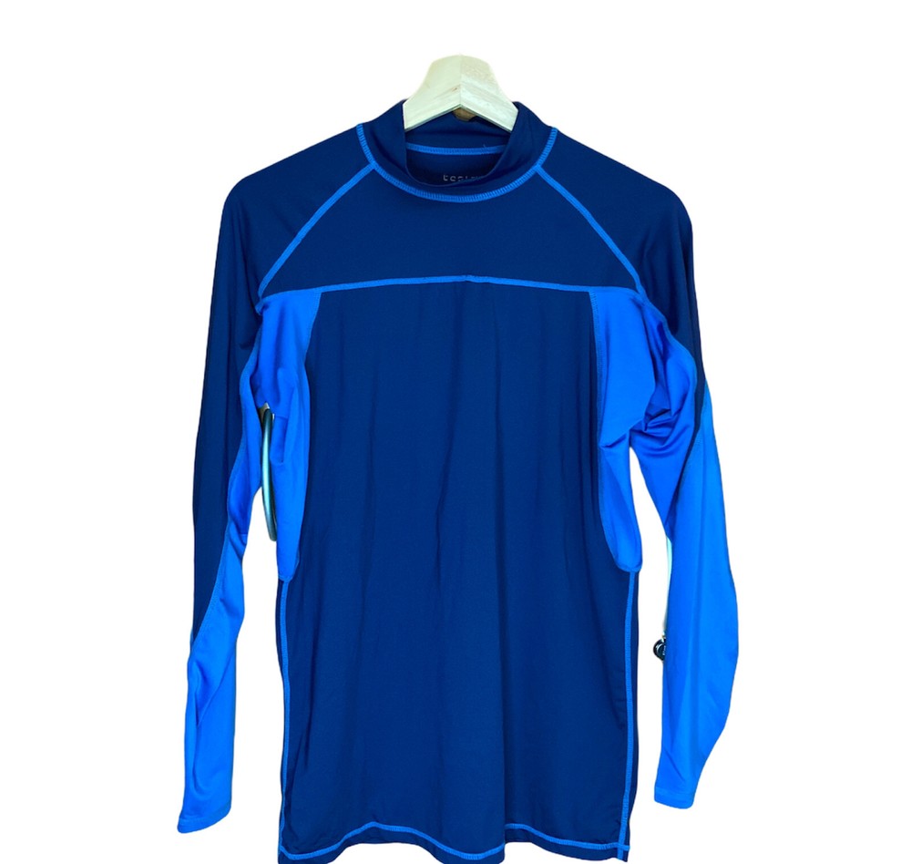 Tesla Blue Athletic Training Long Sleeve Compression Shirt Men's Size Small