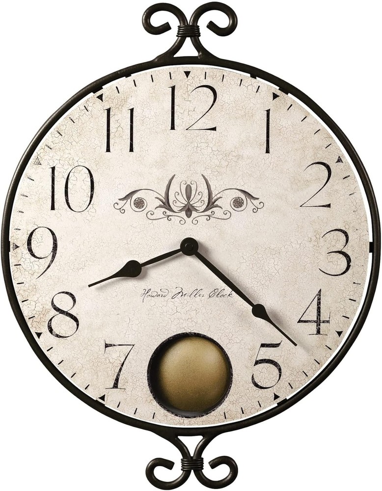 Howard Miller Randall Vintage Wall Clock – Rustic Wrought Iron Design, Silent Qu
