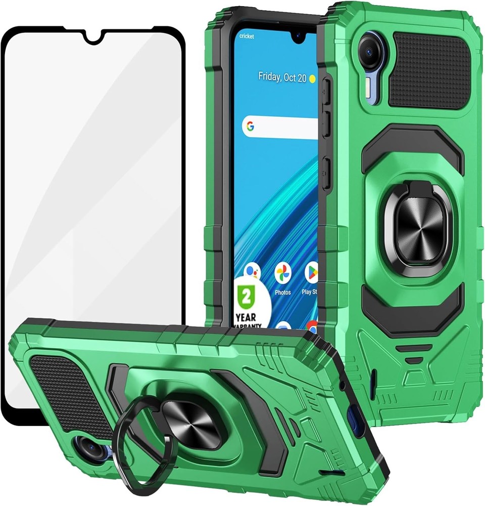 Ailiber Green Phone Case for AT&T with Ring Kickstand & Screen Protector