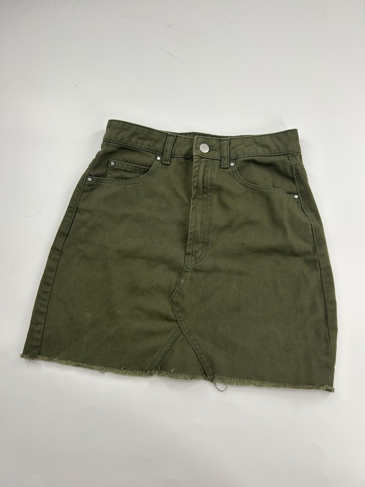 Boohoo Green Denim Mini Skirt Size Us 4 Army