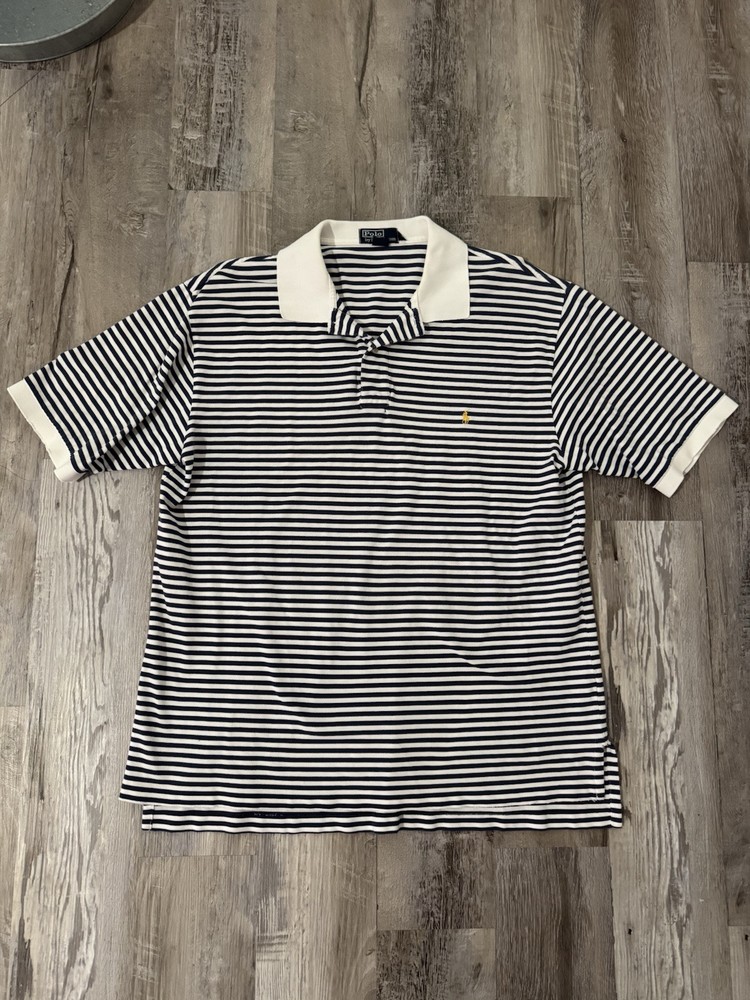 Polo Ralph Lauren Men’s Short Sleeve Polo Shirt Size XLT Tall White Blue Stripes