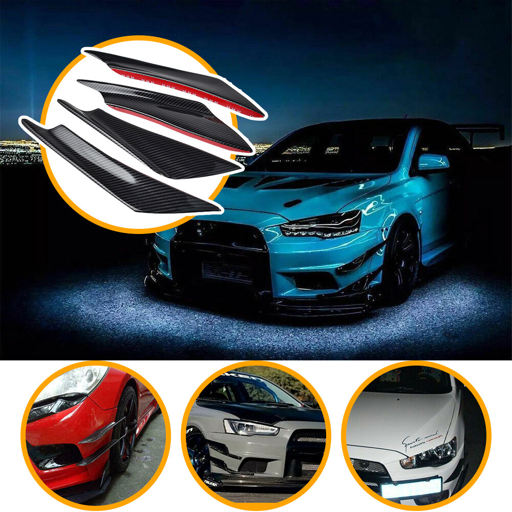 2set UniversalGlossy Car Bumper Fin Splitter Diffuser Spoiler Lip Van Truck SUV