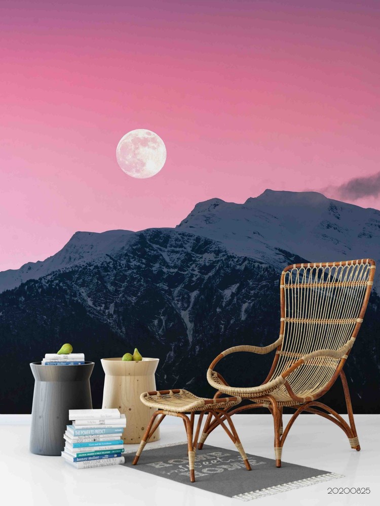 3D Snow Mountain Moon Landscape Wall Murals Wallpaper Murals Wall Sticker