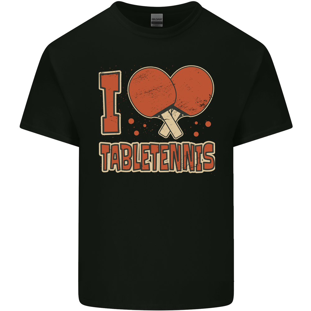 I Love Table Tennis Mens Cotton T-Shirt Tee Top