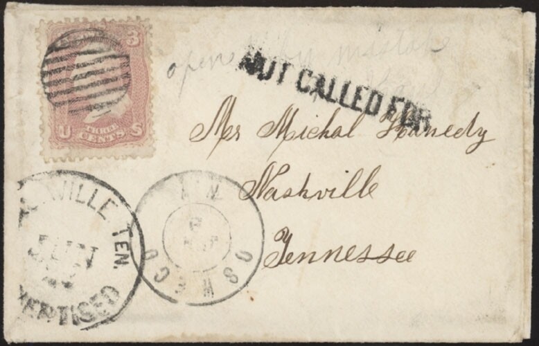 U.S., 1864. Advertised/Not Called For 65,  Oswego, NY - Nashville