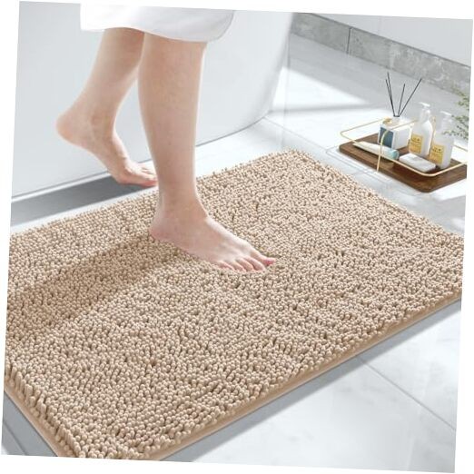 Soft Chenille Bathroom Rug 36x24 Inches in Light Brown