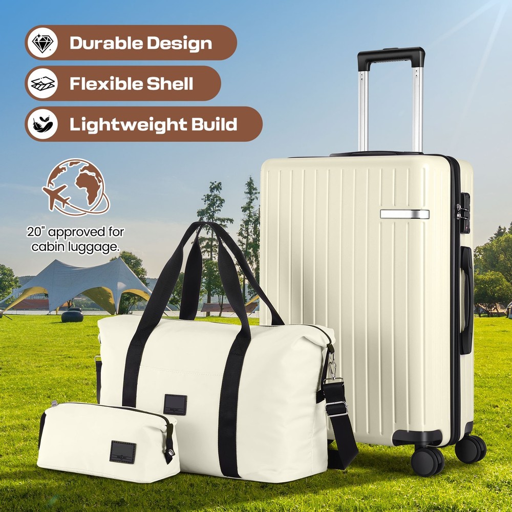 20'' Hardside Luggage Set ABS+PC Suitcase Set with TSA Lock Dual-Spinner Wheels