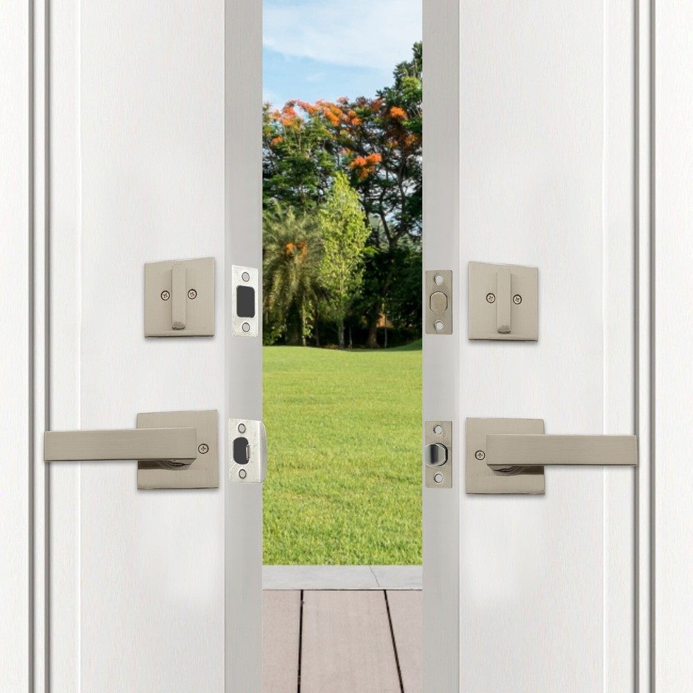 Front Door Handle and Deadbolt Set Matte Silver Front Door Lock Set Knob