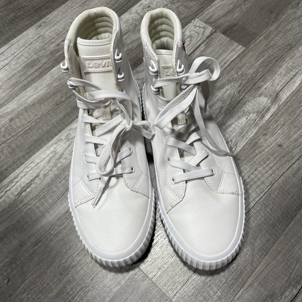 Levi's Womens Olivia CVS Canvas Hightop Fashion Sneaker Shoe/White Mono,8.5 M BN