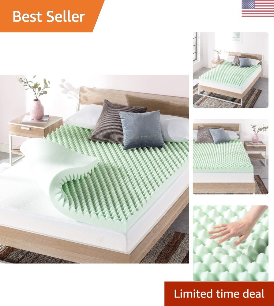 4-Inch Green Tea Memory Foam Mattress Topper for Cooling Comfort