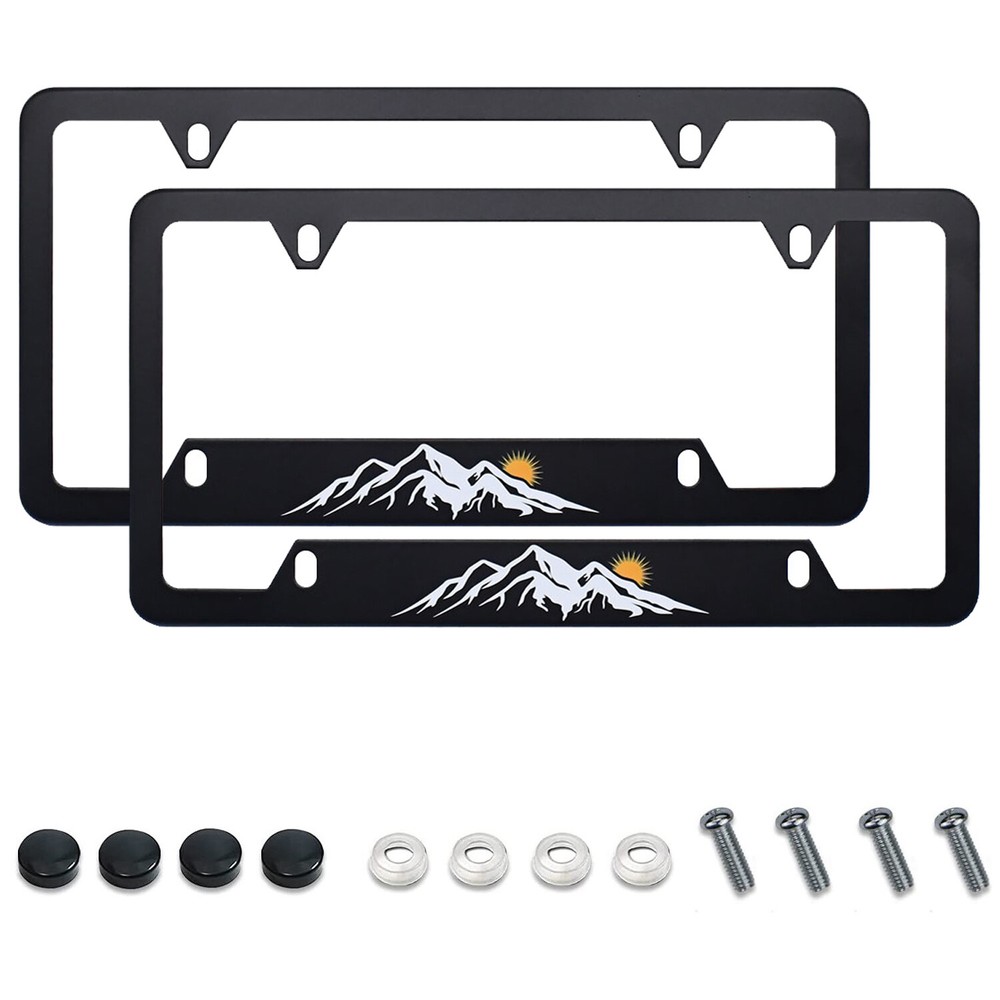 2x For Honda Accessories Snow Mountain & Sun Raised License Plate Frame Covers